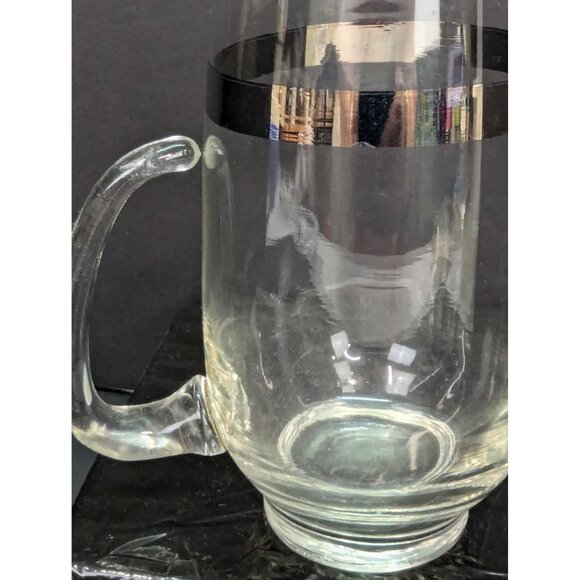 Vintage Libbey Glass Company Blown Glass Pint Pitcher with Platinum Band - Picture 4 of 8